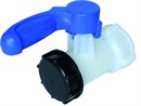 Plast butterfly ventil til palletank 60 x 6 mm. Grov gevind. Med fast omløber.